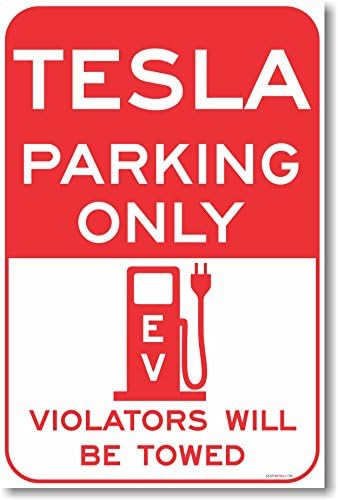 Тесла Паркинг Само-НОВ Електричен Возило ЕВ Паркинг Постер
