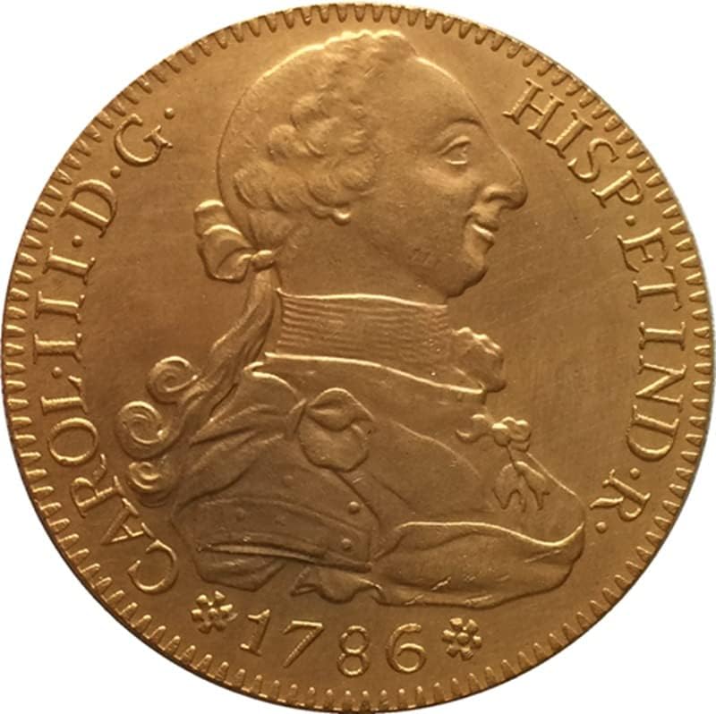 1786 шпански монети бакарни златни позлатени антички монети монети занаетчиски колекции можат да дуваат