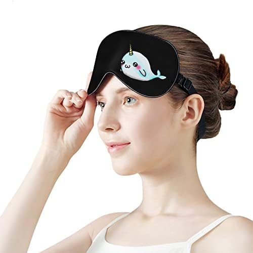 Симпатична маска за спиење на кит со еднорог со прилагодлива лента меко око за затемнување на затемнување за следење за патување