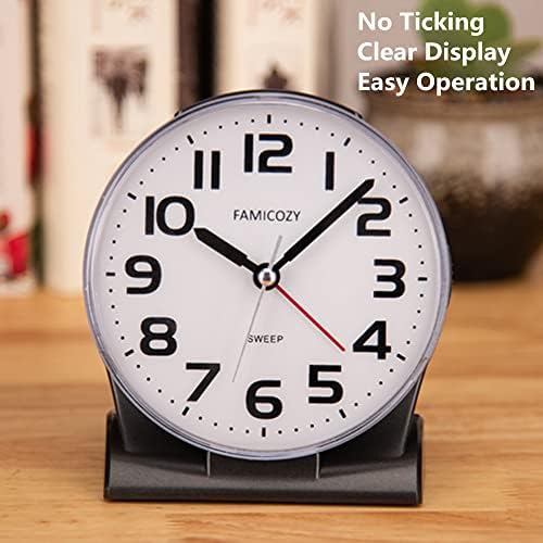 Famicozy 4.5 Без зачувување на аналогниот часовник за аларм, тивок читлив за постари лица, лесен за поставување, постепено аларм за пораст,