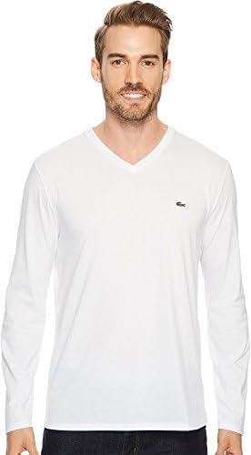Маица со маички со долги ракави на Лакост Пима В-врат маица