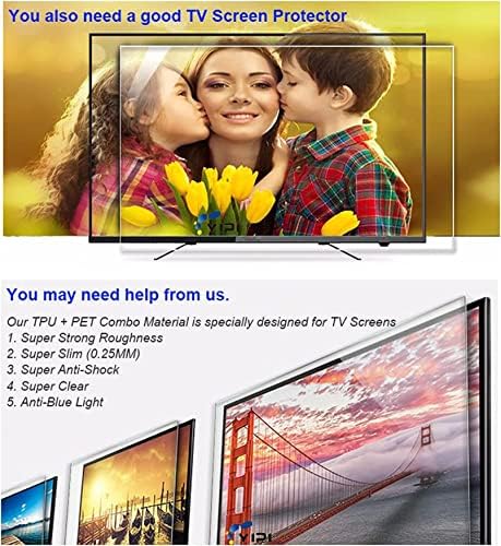 Заштитник на ТВ -екранот на АНСНА МАТТЕ АНТИ ГЛАР - Анти -сино светло филтер за гребење за 32-75INCH 4K Ultra HD LED паметен телевизор