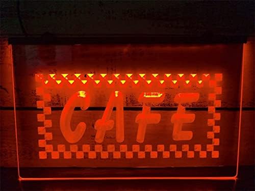 ДВТЕЛ Кафе Неонски Знак Лед Моделирање Светло Прозрачни Букви Табла Акрилен Панел Неонски Декоративна Светлина, 40х30см Хотел Ресторан