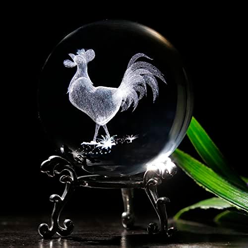 3Д кристална топка Vskikris со волк глава фигурини стаклени топки со штанд 3D кристална сфера подароци за хартија