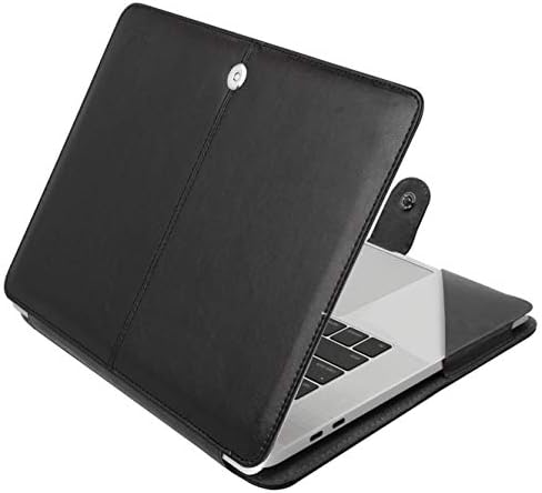 Mosiso компатибилен со MacBook Pro 16 Inch Case 2020 2019 Објавување A2141 со ID на допир на допир, PU кожен портфолио заштитен случај на куќиште за куќиште, црна