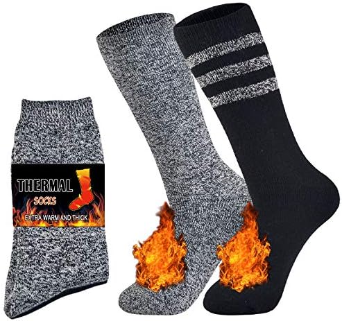 Jormatt мажи дебели термички чорапи изолирани загреани тешки топли чорапи за зимско ладно време 2 пара