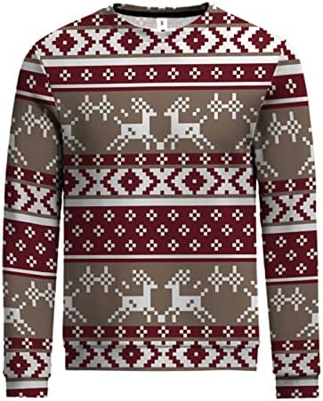 Xxbr грди Божиќни џемпери за мажи со долг ракав Божиќ ирваси и ирваси за снегулка, пулвер за зимски модни џемпери врвови