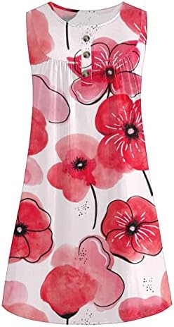 Дами бохо фустан боемско цветно копче за печатење надолу со резервоарот летен обичен плетенка проточна миди садница