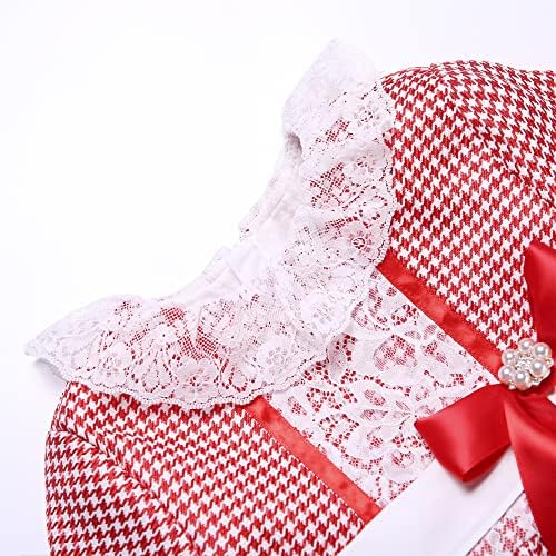 Петгер бебе девојки симпатична Божиќна зимска црвена облека новороденче за роденденски фустани со големина 6 9 12 18 24 месеци