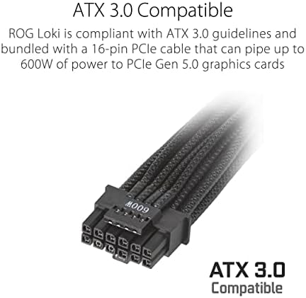 ASUS 1000W ROG LOKI SFX-L Платинум ПСУ, фактор на мала форма, целосно модуларен, 80+ платина, копче за вентилатор 0DB, RGB, ATX-TO- SFX