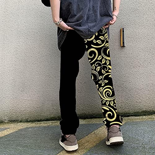 Xiaxogool пот панталони за човек, машка двојна тона Boho графичка печати буги џемпери еластична боја на половината блок џогери панталони