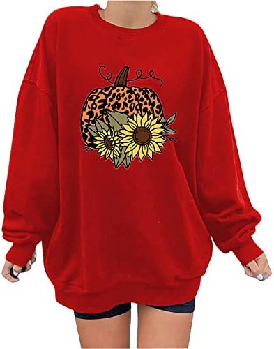 Пимелу есенски џемпери за жени печатени џемпер за џемпер Графички џемпер лабава кошули без аспиратор плус големина