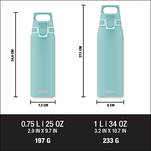 Сиг - шише со вода што може да се користи - штит Еден глечер - протекување - рециклирано - БПА бесплатно - светло сина - 25 мл