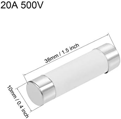 uxcell Керамички Кертриџ Осигурувачи 20a 500V 10x38mm Брз Удар Замена за Стерео Аудио Засилувач керамички Осигурувачи 5pcs