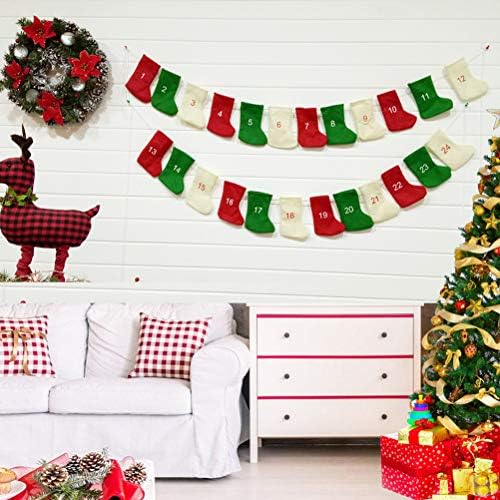 СОИМИС 24 парчиња Божиќни Украсни Чорапи Календар За Одбројување Божиќни Висечки Орнаменти