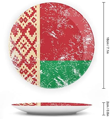 Ретро белорусија знаме што виси керамичка декоративна чинија со приказ на стоење прилагодени годишнини за свадбени подароци за родители, нејзиниот сопруг