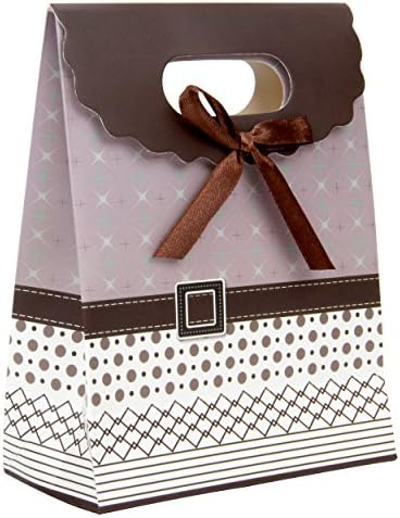 Сложена Дизајнирана Мала Виолетова Кафеава Тока Торба За Подароци со Лак 6,25 х 5 х 2,5 | 30-Пакет