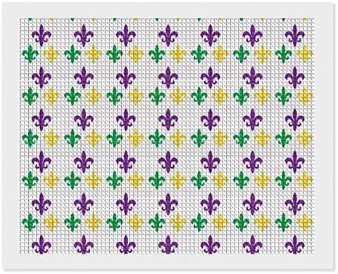 Марди Грас карневалска шема квадратна дијамантска слика за сликање комплети целосна вежба за украсување на wallидови 12 × 16/16 × 20