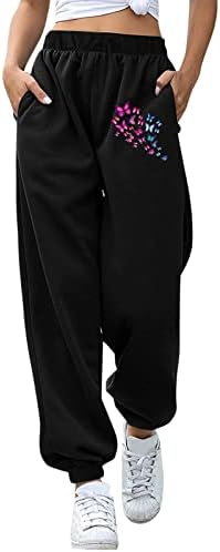 Etkiaенски панталони панталони Обични работи високи женски панталони со средна половината црни тестови отпечатоци долги панталони лабава случајна
