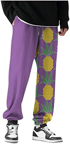 Xiaxogool пот панталони за човек, машка двојна тона Boho графичка печати буги џемпери еластична боја на половината блок џогери