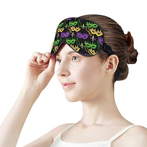Симпатична Марди Грас шема Смешна спиење маска за очи мек заслепено око со прилагодлива лента за ноќни очила за мажи за жени
