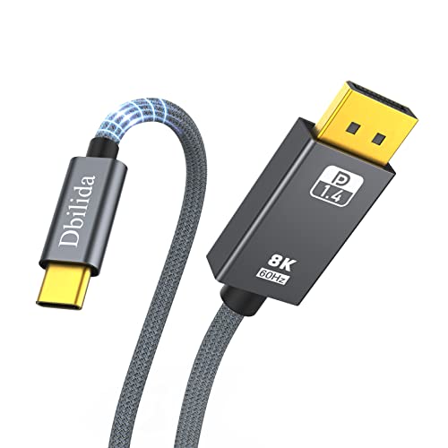 Dbilida VESA Сертифициран 8K USB C за приказ на 1,4 кабел 6,6ft, поддршка 8K@60Hz, 4K@144Hz 165Hz, 2K@240Hz, [Thunderbolt 4/3 компатибилен] 32.4