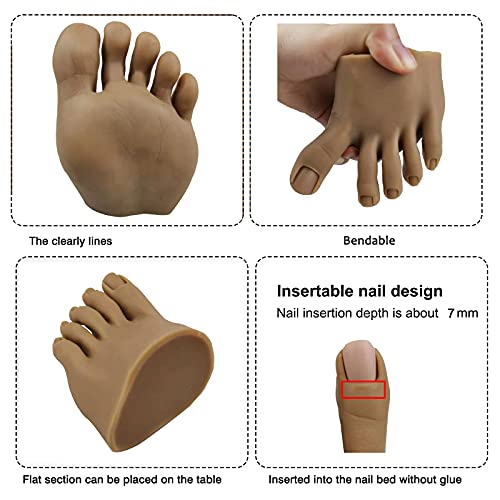 PPVWEY LifeLike Silicone Practice Foot Nail Обука за нокти Флексибилен свиткан силиконски модел на стапало со табела клип за акрилни нокти Уметнички