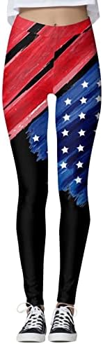 4 јули Хеланки Со Висок Струк За Жени Американско Знаме Јога Тренинг Хеланки Ултра Меки Четкани Растегливи Панталони За Вежбање