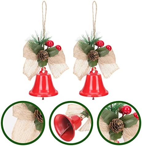 Јардве Божиќни Ѕвона Од Џингл Орнаменти: 2 парчиња Висечко Ѕвонче Со Вештачки Шишарки Од Борови Иглички Црвени Бобинки Декорација На Лак Ѕвона