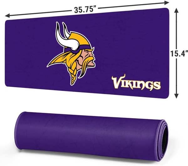 Skinit официјално лиценциран NFL Minnesota Vikings потресен дизајн, 35,75 x 15,4 Екстра голема подлога за глувци со игри со зашиени рабови,