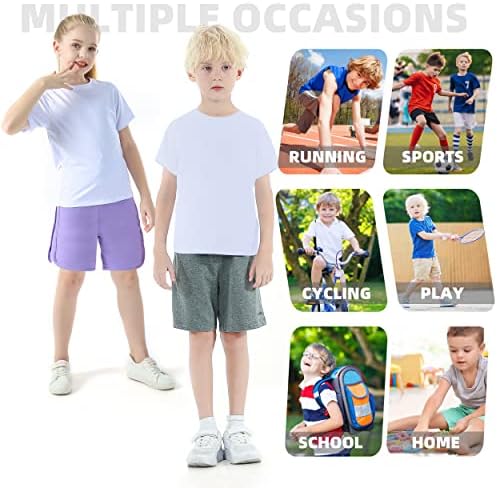 Алавикинг деца Брзи суви маички со кратки ракави Основни атлетски трчање маички за момчиња и девојчиња 3-12 години