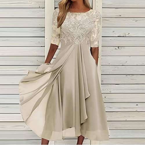 Мајка на невестата фустан за свадбени чипка аплики 1/2 ракави високо ниско шифонско лажичка вратот формален вечерен фустан