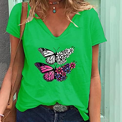 Плус големина на врвови за жени обични летни маици против вратот со кратки ракави Туники Графички матични маички фустани лабава лабава блуза со
