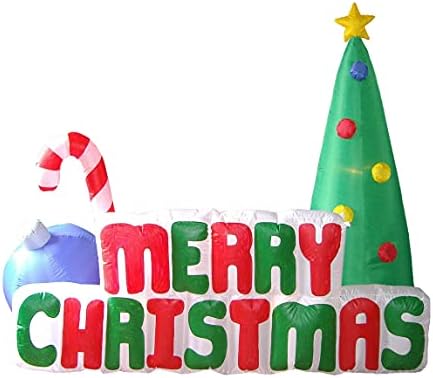 Два божиќни украси за украси, вклучуваат 5 метри долги надувување Дедо Мраз играат голф, и 6 нозе високи надувување на ослабна елка