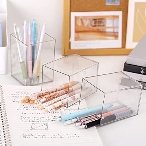 Чиста акрилична молив за пенкало Куп, држач за додатоци за биро, организатор за складирање на четки за шминка, модерен дизајн организатор