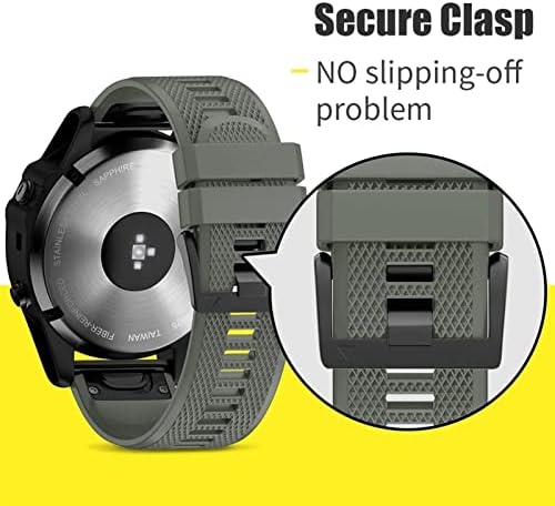 Twrqa Sport Silicone Watchband Strap за зглобот за Garmin Fenix ​​7 7x 6x 6 Pro 5x 5 Plus 3HR 22 26mm EasyFit Брзо ослободување на зглобот