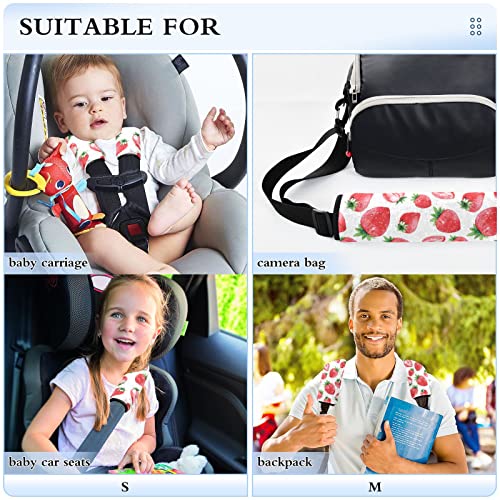 Капаци на каиш за седишта со јагода за автомобили за бебиња деца 2 парчиња ленти за седишта за автомобили, перничиња за перниче