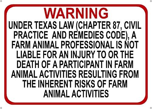 Знак За предупредување Тексас Фарма Знак За Професионална Одговорност Поглавје 87 Знак За Безбедност На Кодексот За Граѓанска
