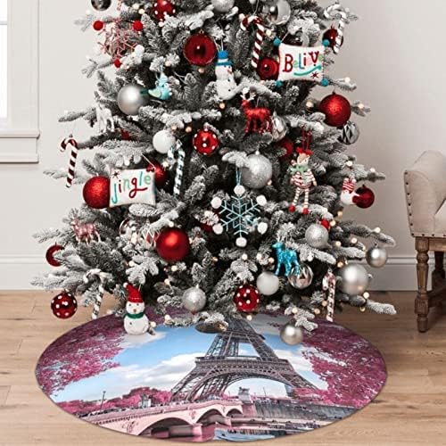 Гроздобер Стил Ајфеловата Кула Париз Печатени Елка Здолниште 48 за Божиќ Празник Партија Декорација