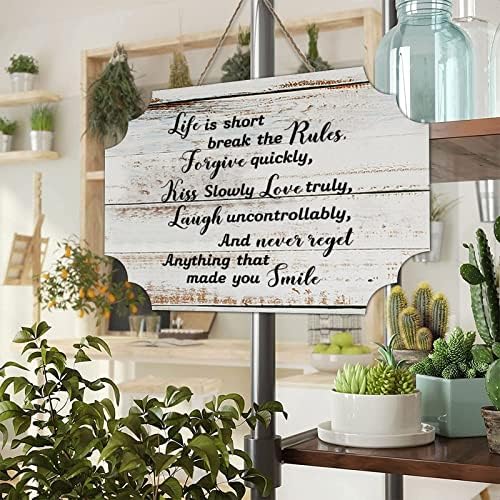 Ретро стил Позитивно изрека дрво палета Религиозни цитати мотивациски цитат живот е кратка пауза правилата 8x10in дрвен wallид што виси уметнички