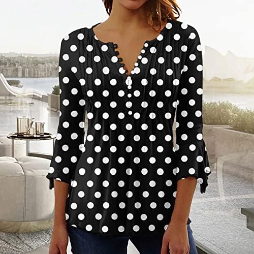 Womenените лето печатење трендовски секси копче Кардиган 7 кошула со ракави V вратот Обичен вграден туничен облека врвови кошули