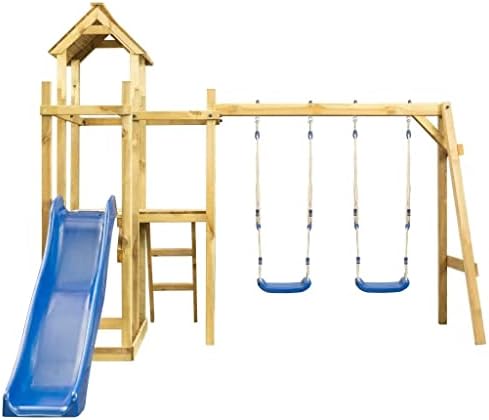 Свинг за игралиште на ореви сет со слајд и качување по скали за салата за надворешни работи во задниот двор.
