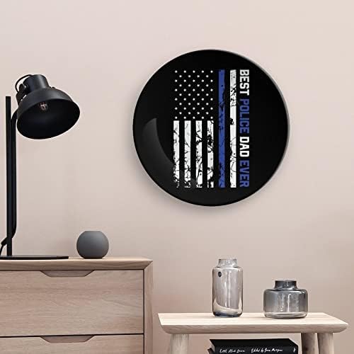 Најдобра полиција тато некогаш сина линија Американско знаме Декоративна чинија керамички плочи wallид виси декор со приказ за украс за домашна канцеларија