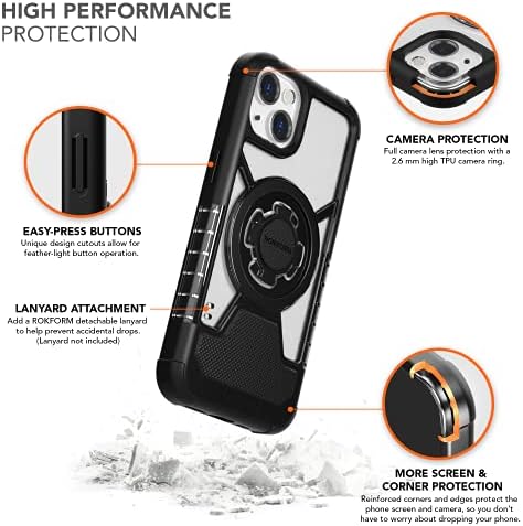Rokform - iPhone 13 Crystal Case + Двојна магнет вртење на цртичка за монтирање на телефон, камион или комбе