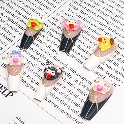 48pcs Kawaii смола нокти уметност привлечни слатки животни желе гума слатка бонбони 3D додатоци за декорација на нокти за DIY