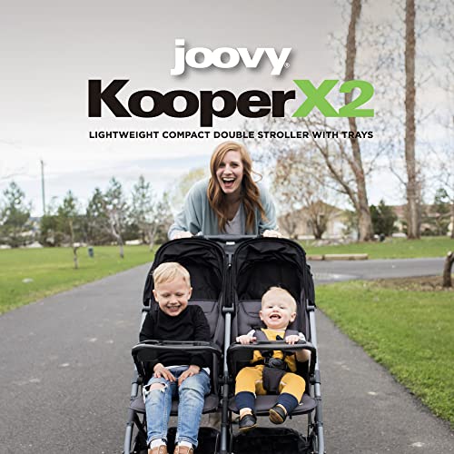 Doubleови Коопер x2 Двоен шетач, лесен шетач за патување, компактен преклоп со послужавник, црна