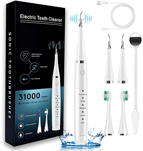 Отстранувач на плакетата Suwer за заби, електрична алатка за отстранување на зачини за чистење на заби со 5 режими, 3 заменливи