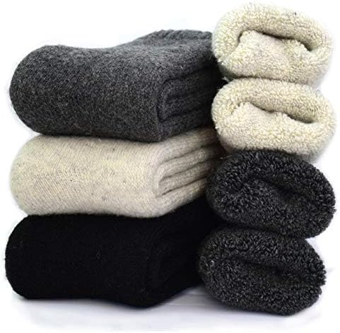 ЈЗКЕ 3пак Машки Супер Дебели Волнени Топли Чорапи - Мека Удобност Обични Зимски Чорапи На Екипажот