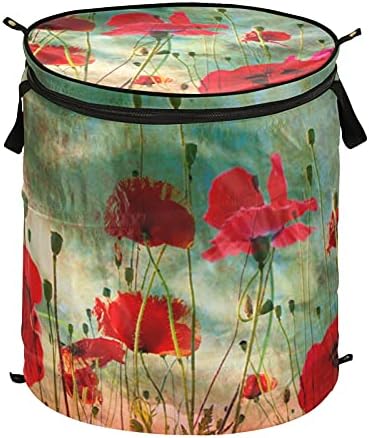 Цвеќиња од афион се појавуваат со алишта за алишта со капакот за складирање на капакот, склопувачка торба за перење за пикник за патувања