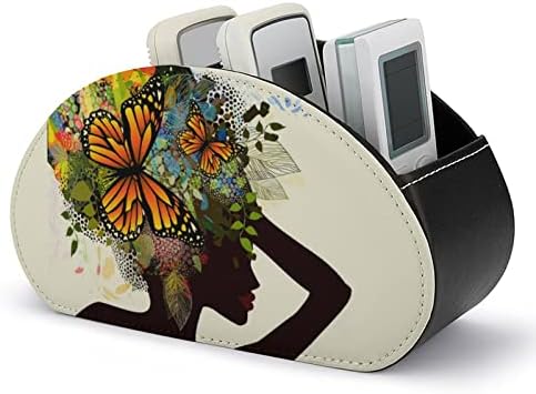 Прекрасна африканска жена пеперутка цвет далечинска контрола кутија за складирање мултифункционална PU кожа ТВ далечинска држач за организатор